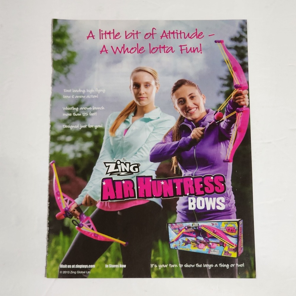 Zing Air Huntress Bows Print Ad 2013 Magazine Clipping Toy Advertising 8x11